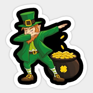 Dabbing Leprechaun St. Patricks Day Clover Shamrock Sticker